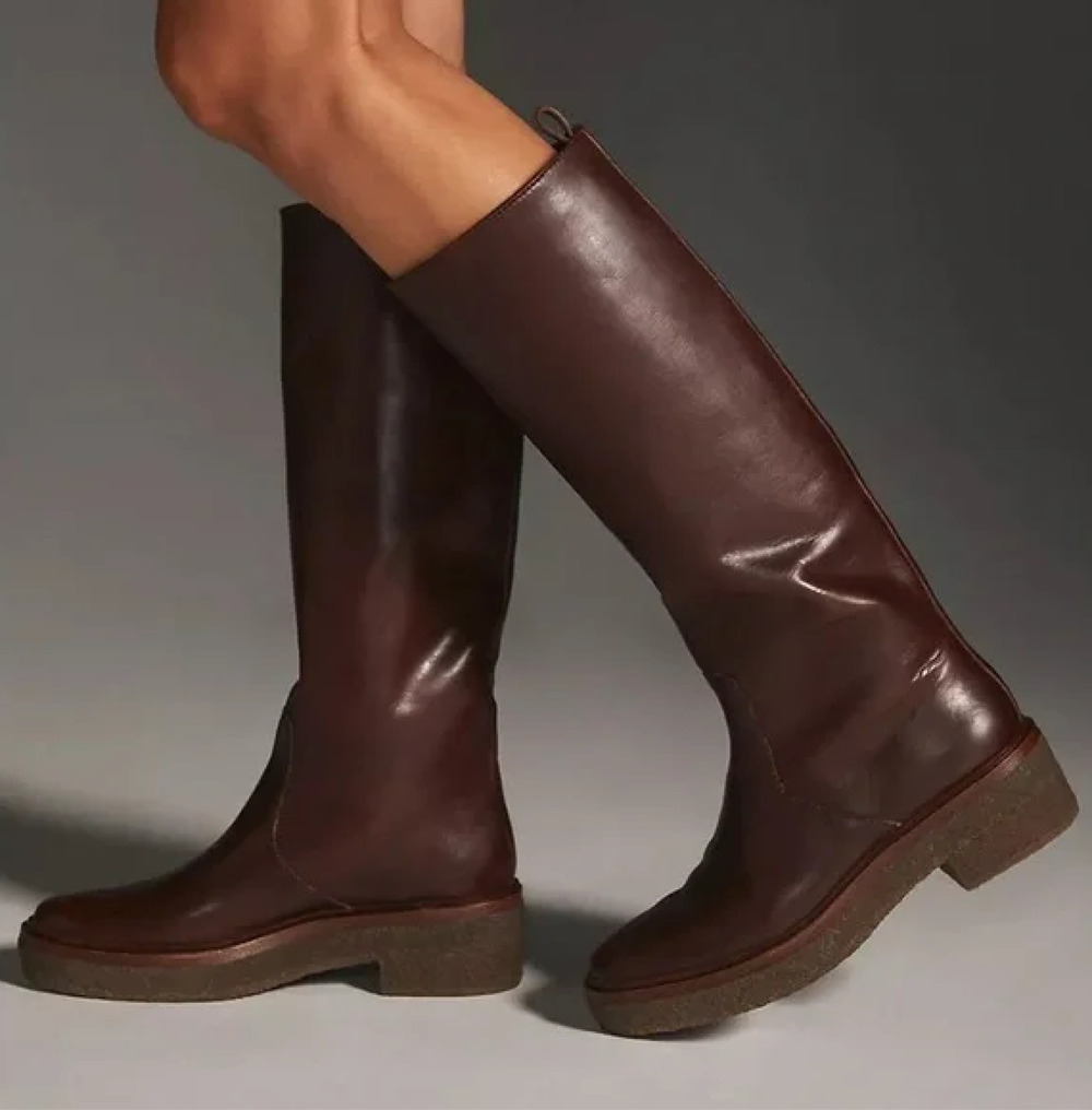 Loeffler Randall Collins Boots Knee High Espresso Brown Leather Sz 9